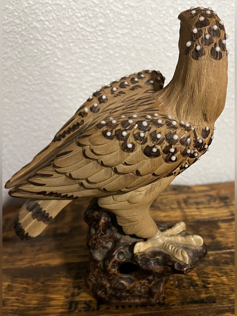 Vintage  Chinese Eagle Sculpture Zisha Purple Clay Pearl Glaze Hand Painted RARE - Picture 5 of 16